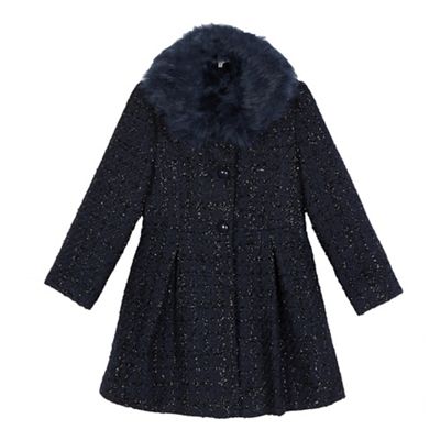 Girls' navy sparkle coat